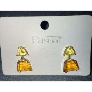 NWT Geometric Dangle Yellow And Amber Fashion Earrings